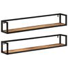 vidaXL Prateleiras de parede 2 pcs 110x17x17 cm mangueira maci&ccedil;a/ferro