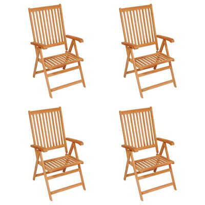 vidaXL Cadeiras de jardim c/ almofadões verdes 4 pcs teca maciça