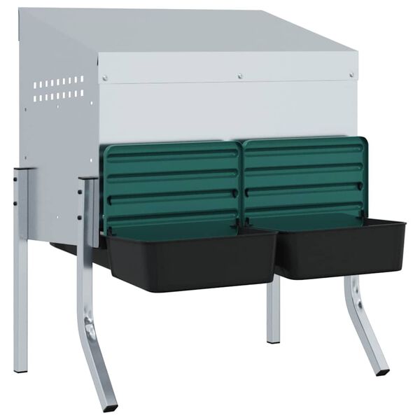 vidaXL Caixa de nidifica&ccedil;&atilde;o para galinhas com 2 compartimentos e pernas em a&ccedil;o galvanizado