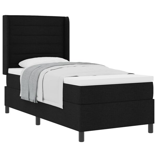 vidaXL Cama Box com colch&atilde;o com cabeceira Preto 190 x 90 cm tecido