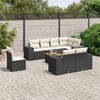 vidaXL 9 pcs conjunto de sofás p/ jardim c/ almofadões vime PE preto