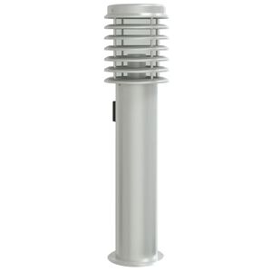 vidaXL Candeeiro de ch&atilde;o p/ exterior c/ tomada 60cm a&ccedil;o inox. prateado