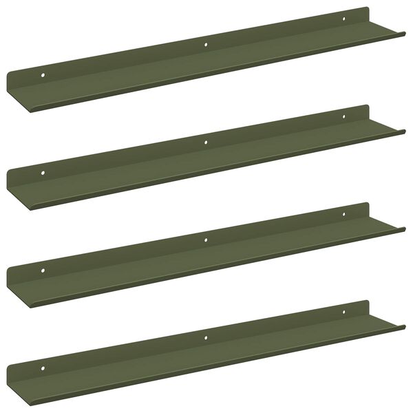 vidaXL Prateleira Flutuante 4 pcs Verde Oliva 60 x 8,5 x 2,5 cm A&ccedil;o