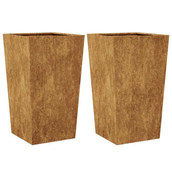 vidaXL Garden Planters 2 pcs 45x45x75 cm aço resistente às intempéries