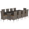 vidaXL 11 pcs conjunto jantar p/ jardim c/ almofad&otilde;es vime PE cinzento