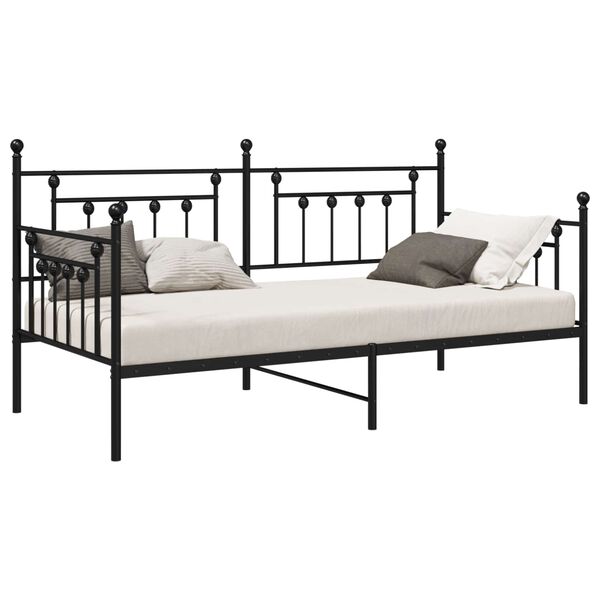 vidaXL Estrutura de cama de dia Preto 90 x 200 cm A&ccedil;o