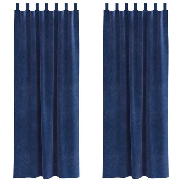 vidaXL Cortinas opacas 2 pcs Azul Escuro 140 x 260 cm Veludo