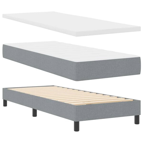 vidaXL Cama Box com colch&atilde;o Cinzento-claro 80 x 200 cm tecido