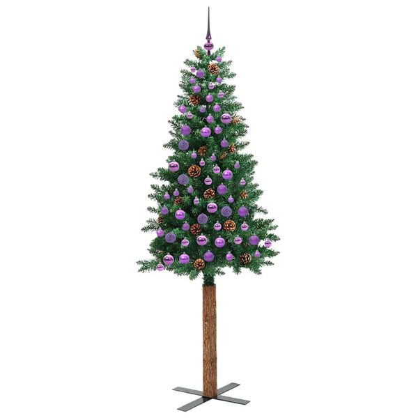 vidaXL &Aacute;rvore de Natal Slim com 300 LEDs com suporte Verde 210 cm