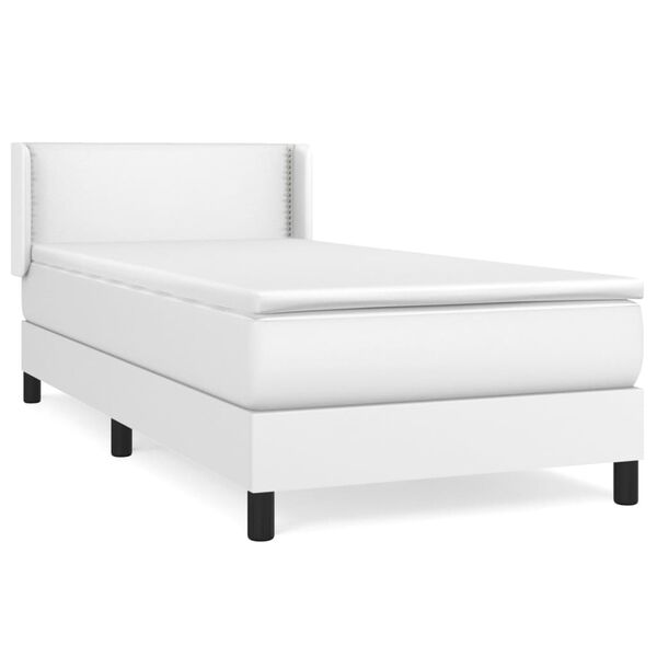 vidaXL Cama com molas/colchão 100x200 cm couro artificial branco