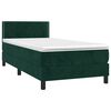 vidaXL Cama box spring c/ colch&atilde;o/LED 100x200 cm veludo verde-escuro