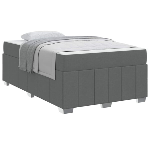 vidaXL Estrutura da Cama com colch&atilde;o Cinza Escuro 120 x 200 cm tecido