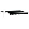vidaXL Toldo retr&aacute;til manual com LEDs Preto e Branco 3,5 x 2,5 m