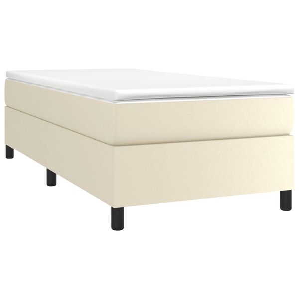 vidaXL Cama com molas/colch&atilde;o 100x200 cm couro artificial cor creme