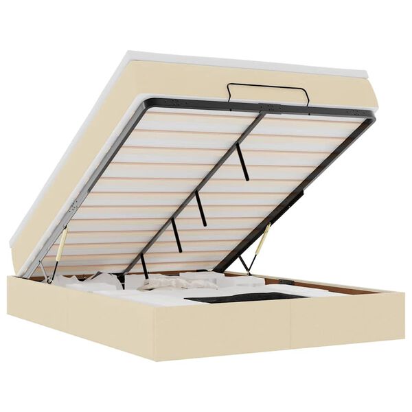 vidaXL Estrutura de cama otomana com creme de colch&atilde;o 140x190cm tecido