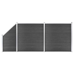 vidaXL Conjunto de painel de veda&ccedil;&atilde;o WPC 446x(105-186) cm preto