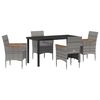 vidaXL Conjunto de Jantar para Jardim 5 unid. Cinzeto vime PE