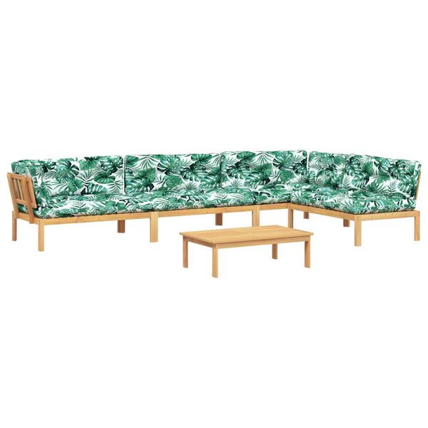 vidaXL 5 pcs m&oacute;veis de paletes p/ jardim com almofad&otilde;es ac&aacute;cia maci&ccedil;a