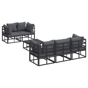 vidaXL Conjunto de Sof&aacute; de Jardim 6 unid. Preto A&ccedil;o