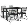 vidaXL Conjunto de jantar para jardim 5 pcs vime PVC preto