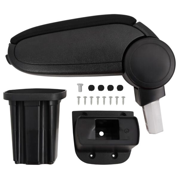 vidaXL Apoio de bra&ccedil;o p/ carro 12x32x(34-50) cm ABS preto