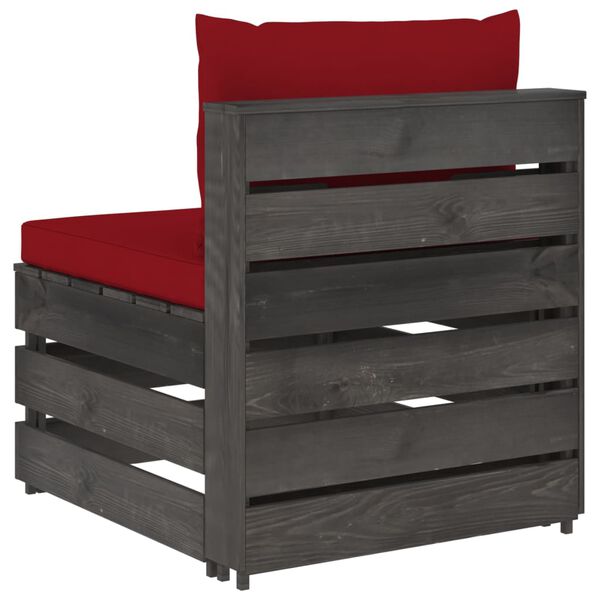 vidaXL Sof&aacute; de centro seccional c/ almofad&otilde;es madeira impreg. cinzento