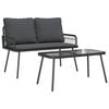 vidaXL Conjunto de Jantar para Jardim 2 unid. Preto vime PE