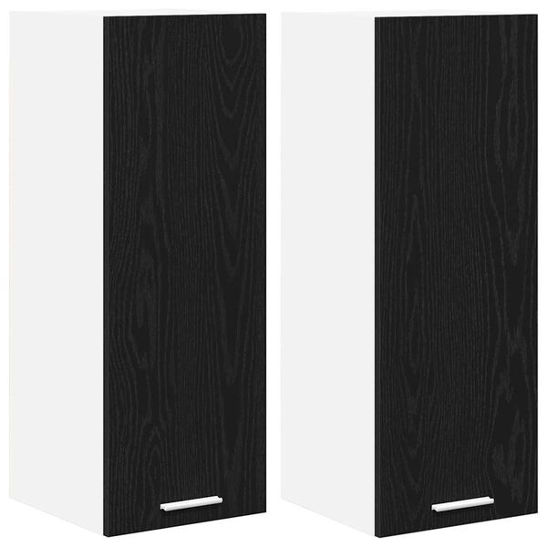 vidaXL Arm&aacute;rio suspenso 2 pcs Carvalho Preto e Branco 30 x 31 x 80 cm