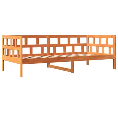 vidaXL Sofá-cama 90x190 cm madeira de pinho maciça castanho cera