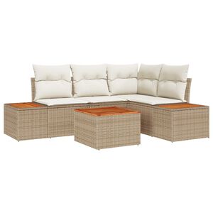 vidaXL Conjunto de Sof&aacute; de Jardim 4 pcs Bege e Creme Polirattan