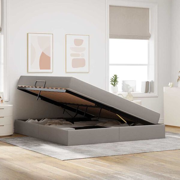 vidaXL Cama com arruma&ccedil;&atilde;o e colch&atilde;o Cinzento-acastanhado 160 x 200 cm