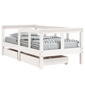 vidaXL Estrutura cama infantil c/ gavetas 70x140cm pinho maci&ccedil;o branco