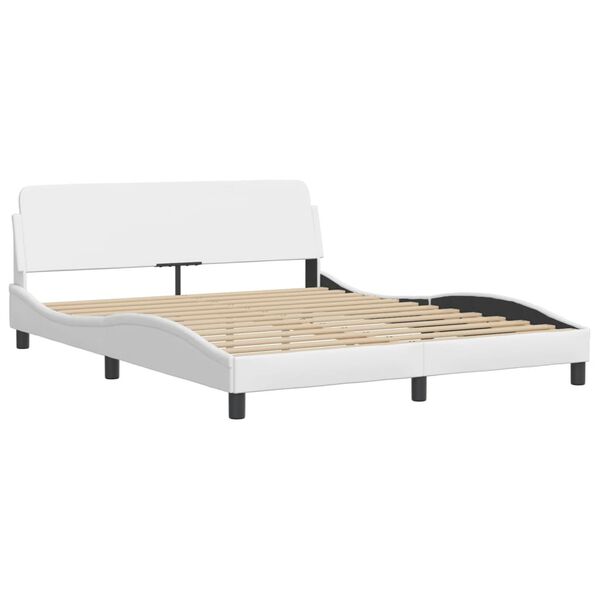 vidaXL Cama com colch&atilde;o Zadar 160x200 cm couro artificial branco
