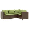 vidaXL 4 pcs conjunto lounge jardim c/ almofadões vime PE castanho