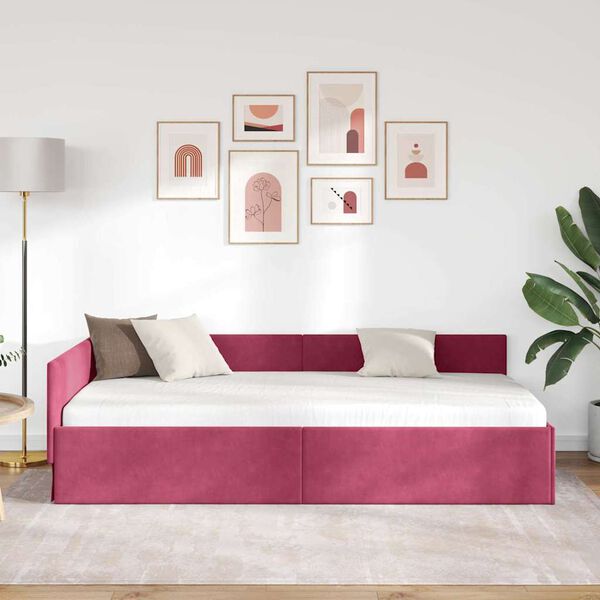 vidaXL Estrutura de Cama de Canto Vinho Vermelho 100 cm x 200 cm