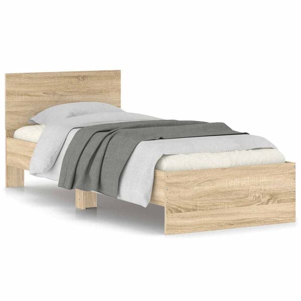 vidaXL Cama sem colch&atilde;o com cabeceira 75x190 cm carvalho sonoma