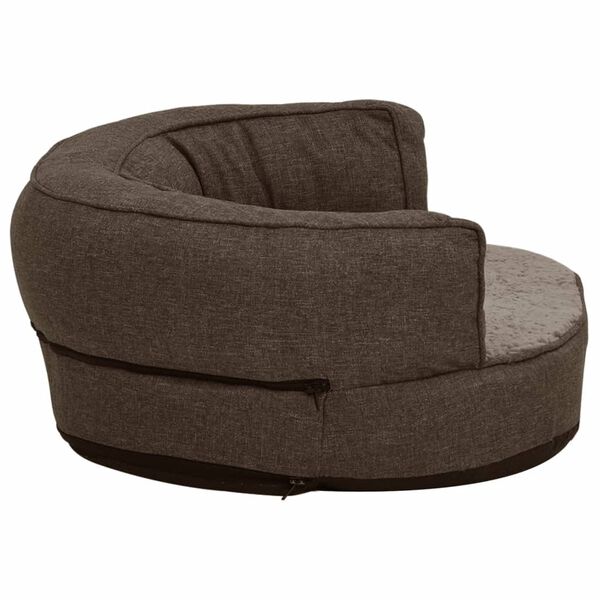 vidaXL Cama para c&atilde;es ergon&oacute;mica 75x53cm aspeto linho pel&uacute;cia castanho