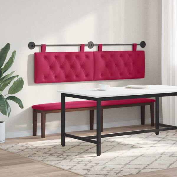 vidaXL Cabeceira Suspensa Vinho Vermelho 170 x 55 x 7 cm Veludo