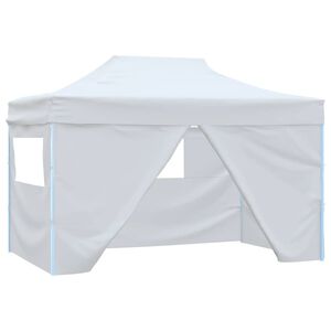 vidaXL Tenda dobr&aacute;vel profissional festas 4 paredes 280x410x315 cm a&ccedil;o branco