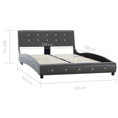 vidaXL Estrutura de cama 120x200 cm couro artificial cinzento