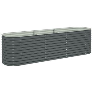 vidaXL Canteiro elevado de jardim a&ccedil;o galvanizado 320x80x81cm cinzento