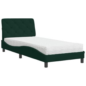 vidaXL Cama com colch&atilde;o 80x200 cm veludo verde-escuro