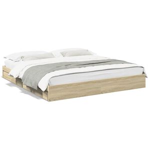 vidaXL Estrutura de cama c/ gavetas derivados madeira carvalho sonoma