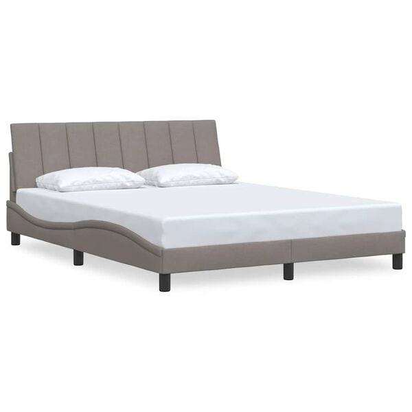 vidaXL Estrutura de cama sem colch&atilde;o Hanko 160x200 cm tecido castanho-acinzentado