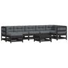 vidaXL 8 pcs conjunto lounge jardim c/ almofad&otilde;es madeira maci&ccedil;a preto