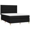 vidaXL Cama box spring c/ colch&atilde;o e LED 140x200 cm tecido preto