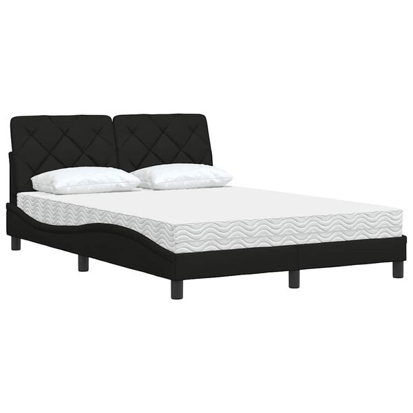 vidaXL Cama com colch&atilde;o 140x190 cm tecido preto