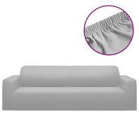 vidaXL Capa de sofá elástica 3 lugares jersey de poliéster cinzento