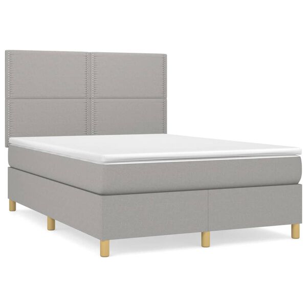 vidaXL Cama com molas/colch&atilde;o 140x190 cm tecido cinzento-claro