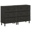 vidaXL M&oacute;veis de apoio 2 pcs 60x33x75cm madeira mangueira maci&ccedil;a preto